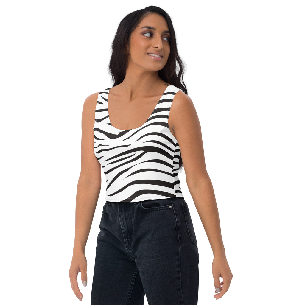 Women's Zebra Print Buttery Soft Crop Top- Quick-Drying UPF 50+ Stretch Top