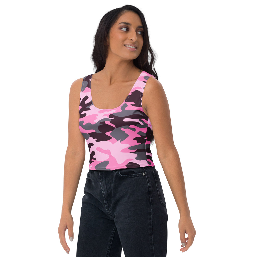 Women's Pink Camouflage Buttery Soft Crop Top- Quick-Drying UPF 50+ Stretch Top