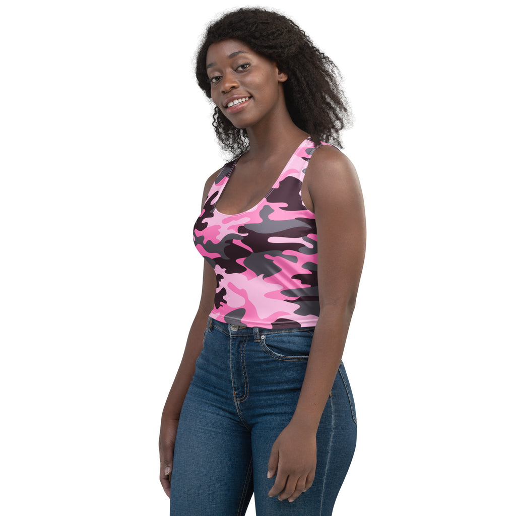 Women's Pink Camouflage Buttery Soft Crop Top- Quick-Drying UPF 50+ Stretch Top
