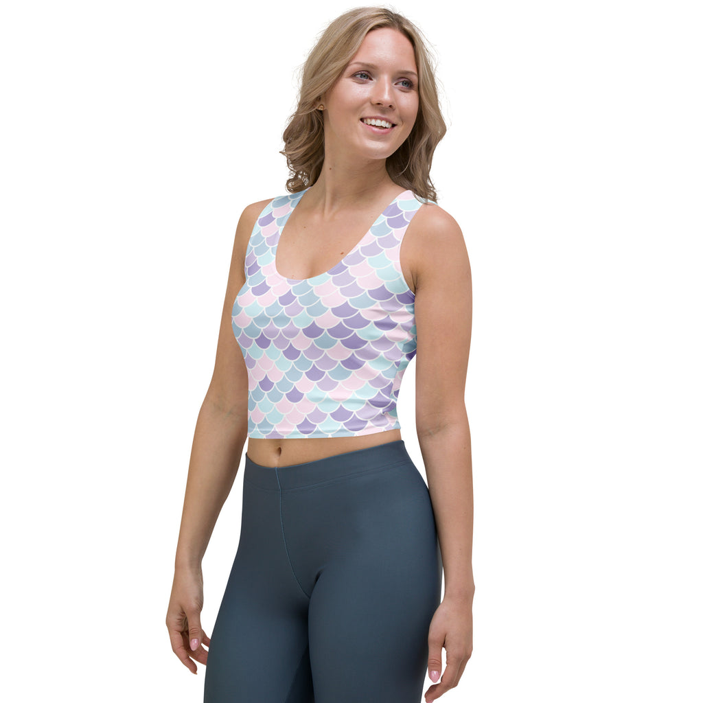 Women's Purple Mermaid Buttery Soft Crop Top- Quick-Drying UPF 50+ Stretch Top