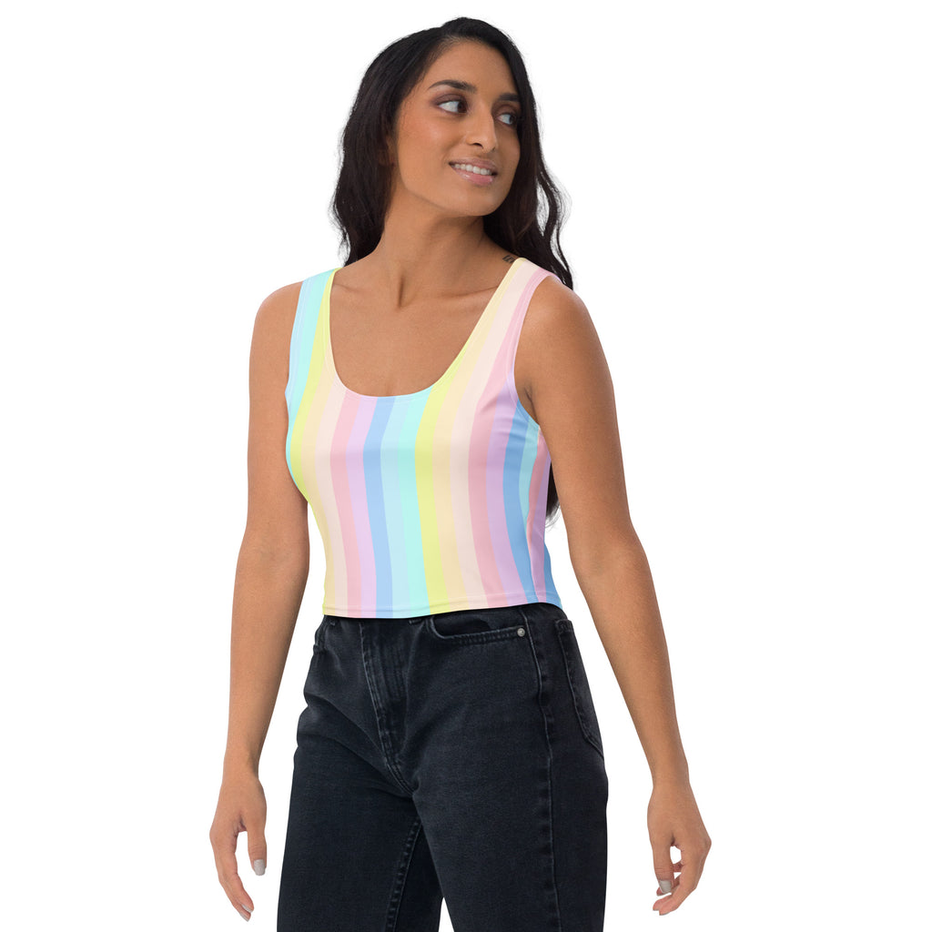 Women's Pastel Stripe Buttery Soft Crop Top- Quick-Drying UPF 50+ Stretch Top