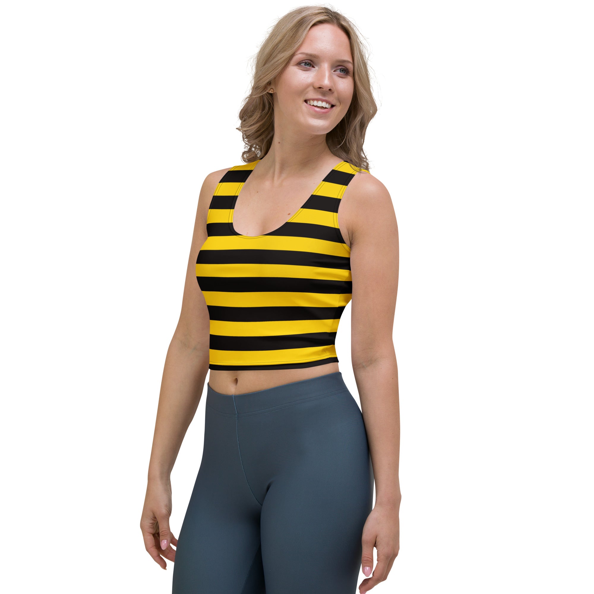 Women's Bee Stripe Buttery Soft Crop Top- Quick-Drying UPF 50+ Stretch Top