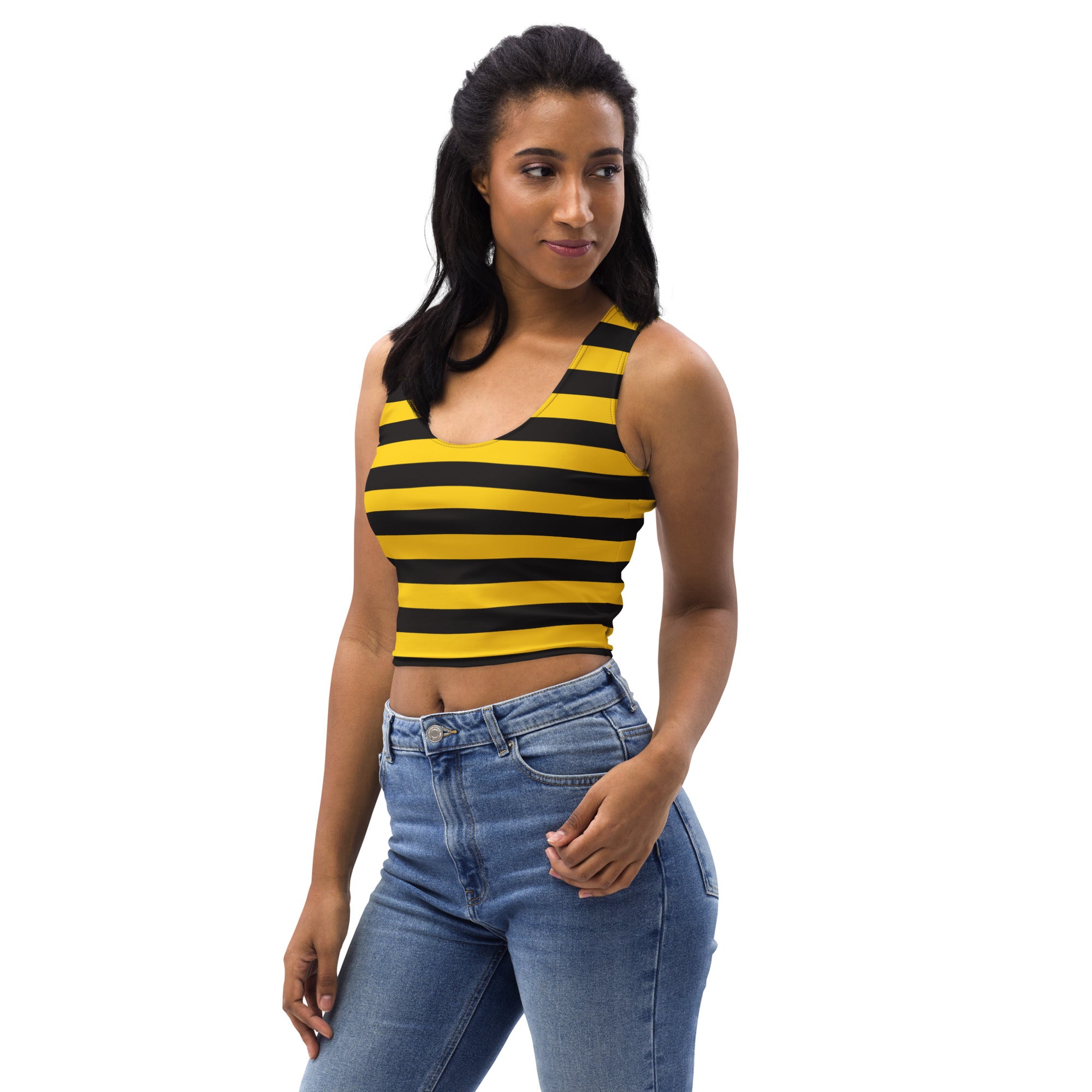 Women's Bee Stripe Buttery Soft Crop Top- Quick-Drying UPF 50+ Stretch Top