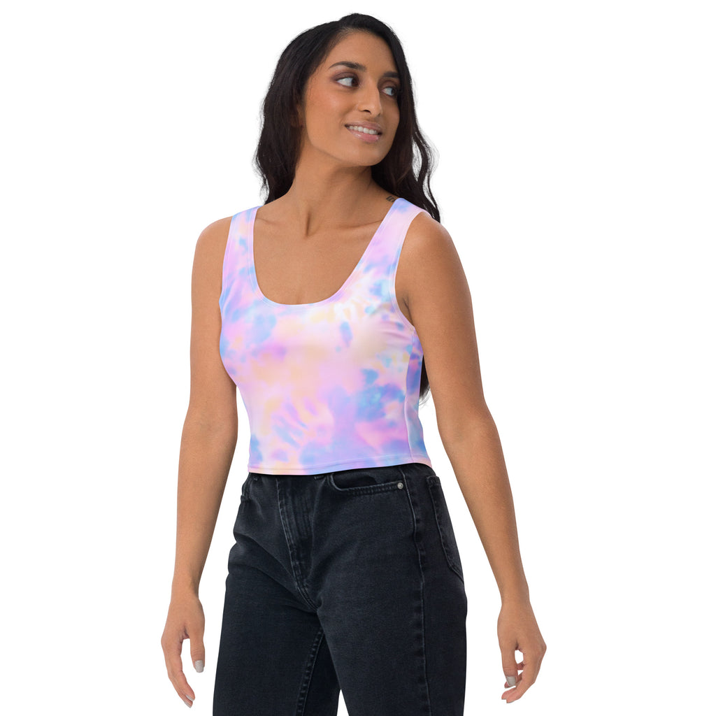 Women's Pastel Watercolor Buttery Soft Crop Top- Quick-Drying UPF 50+ Stretch Top