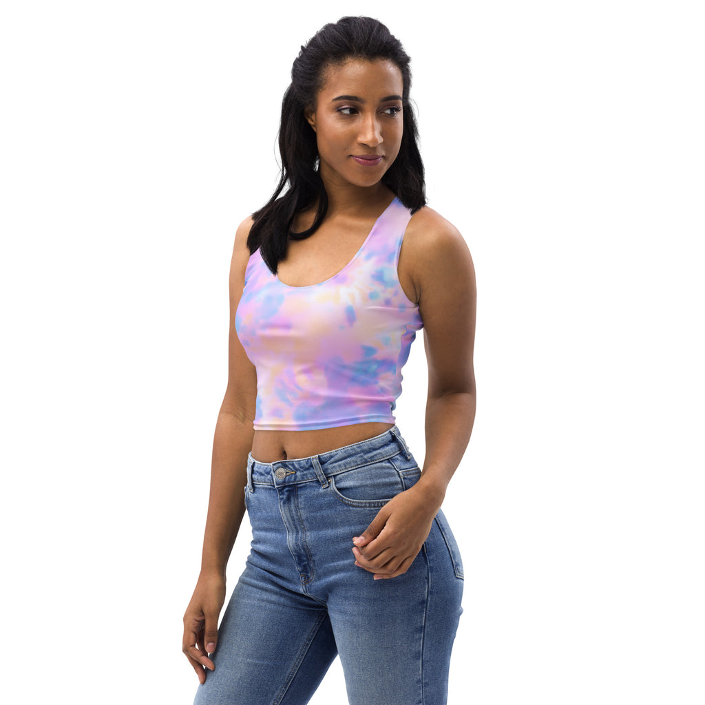Women's Pastel Watercolor Buttery Soft Crop Top- Quick-Drying UPF 50+ Stretch Top