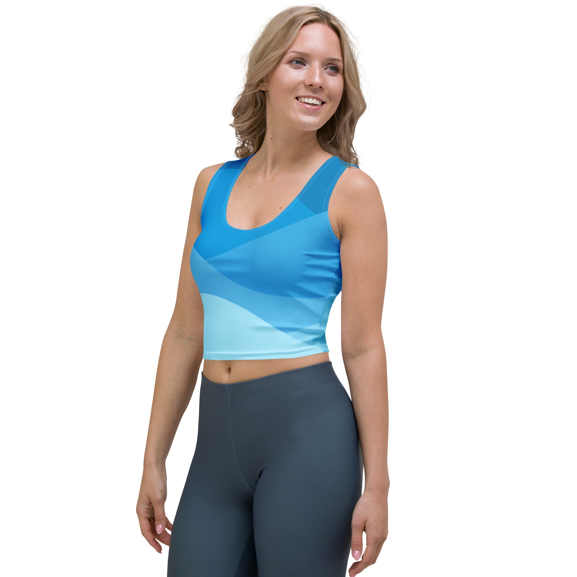 Women's Blue Waves Buttery Soft Crop Top- Quick-Drying UPF 50+ Stretch Top