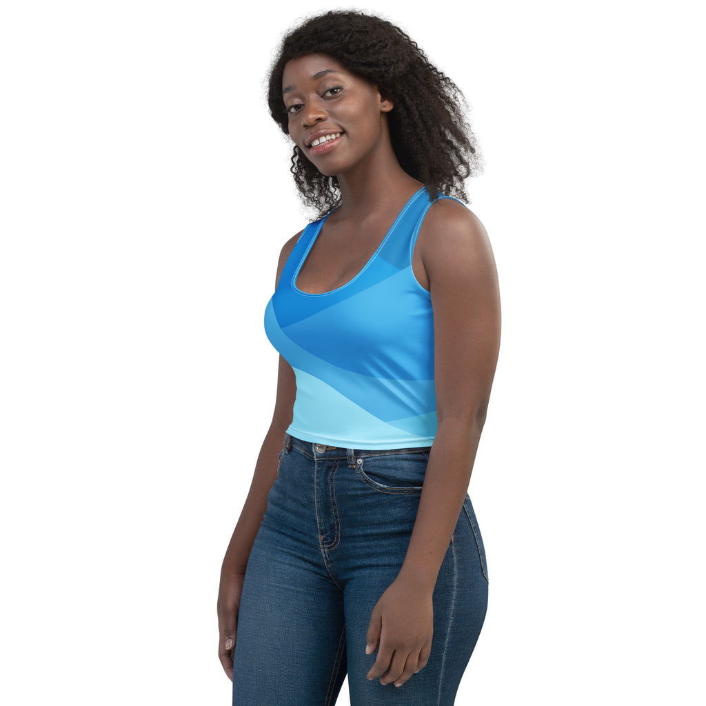 Women's Blue Waves Buttery Soft Crop Top- Quick-Drying UPF 50+ Stretch Top