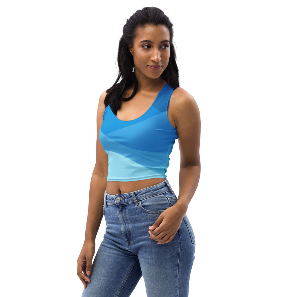 Women's Blue Waves Buttery Soft Crop Top- Quick-Drying UPF 50+ Stretch Top