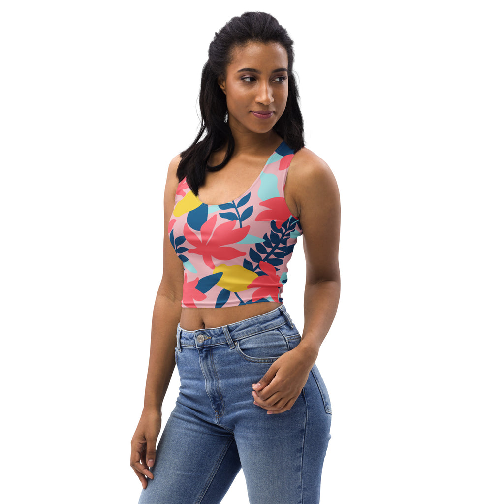 Women's Tropical Floral Buttery Soft Crop Top- Quick-Drying UPF 50+ Stretch Top