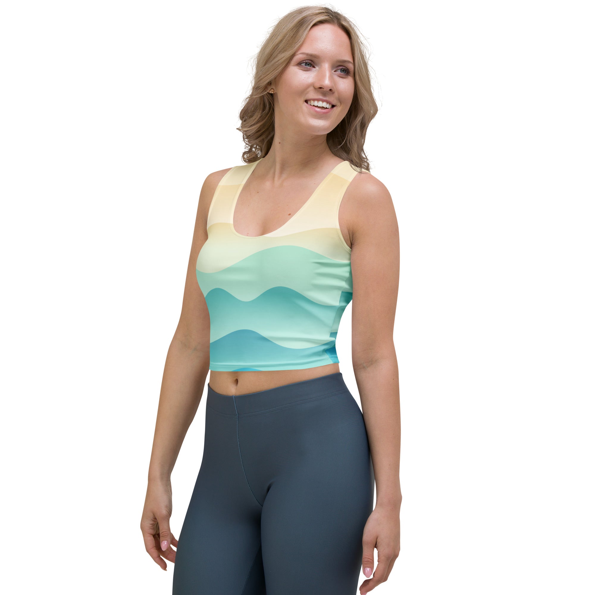 Women's Wavy Sand Buttery Soft Crop Top- Quick-Drying UPF 50+ Stretch Top