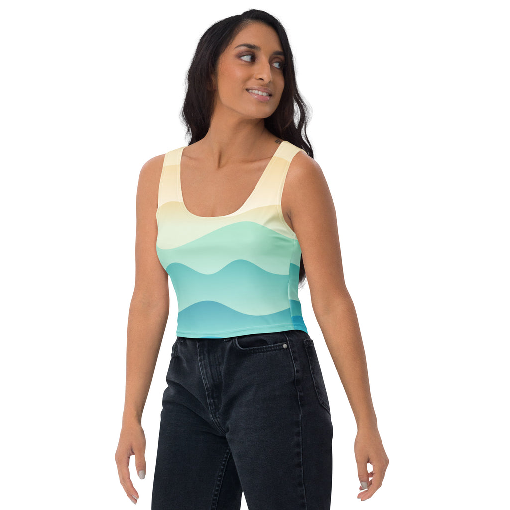 Women's Wavy Sand Buttery Soft Crop Top- Quick-Drying UPF 50+ Stretch Top