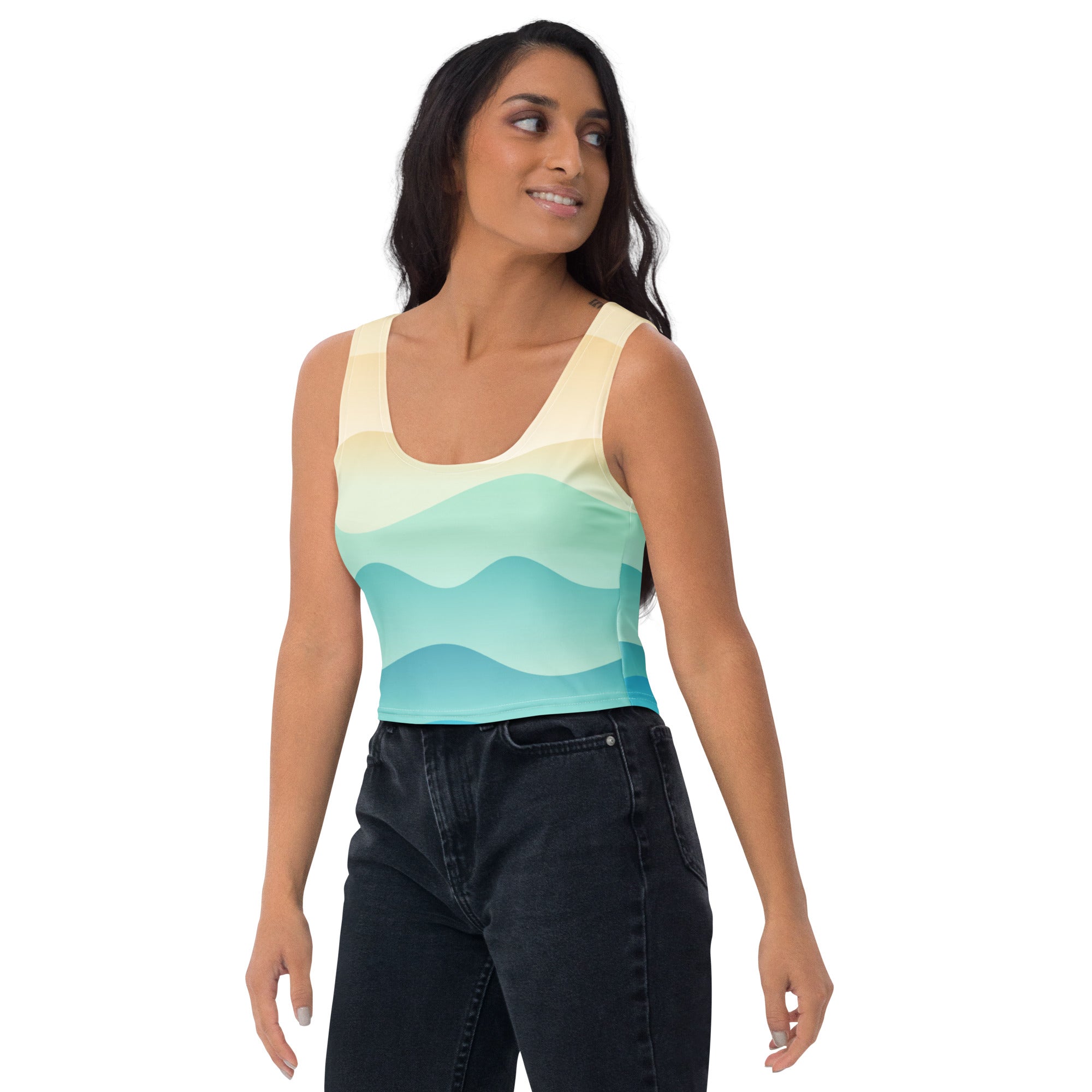 Women's Wavy Sand Buttery Soft Crop Top- Quick-Drying UPF 50+ Stretch Top