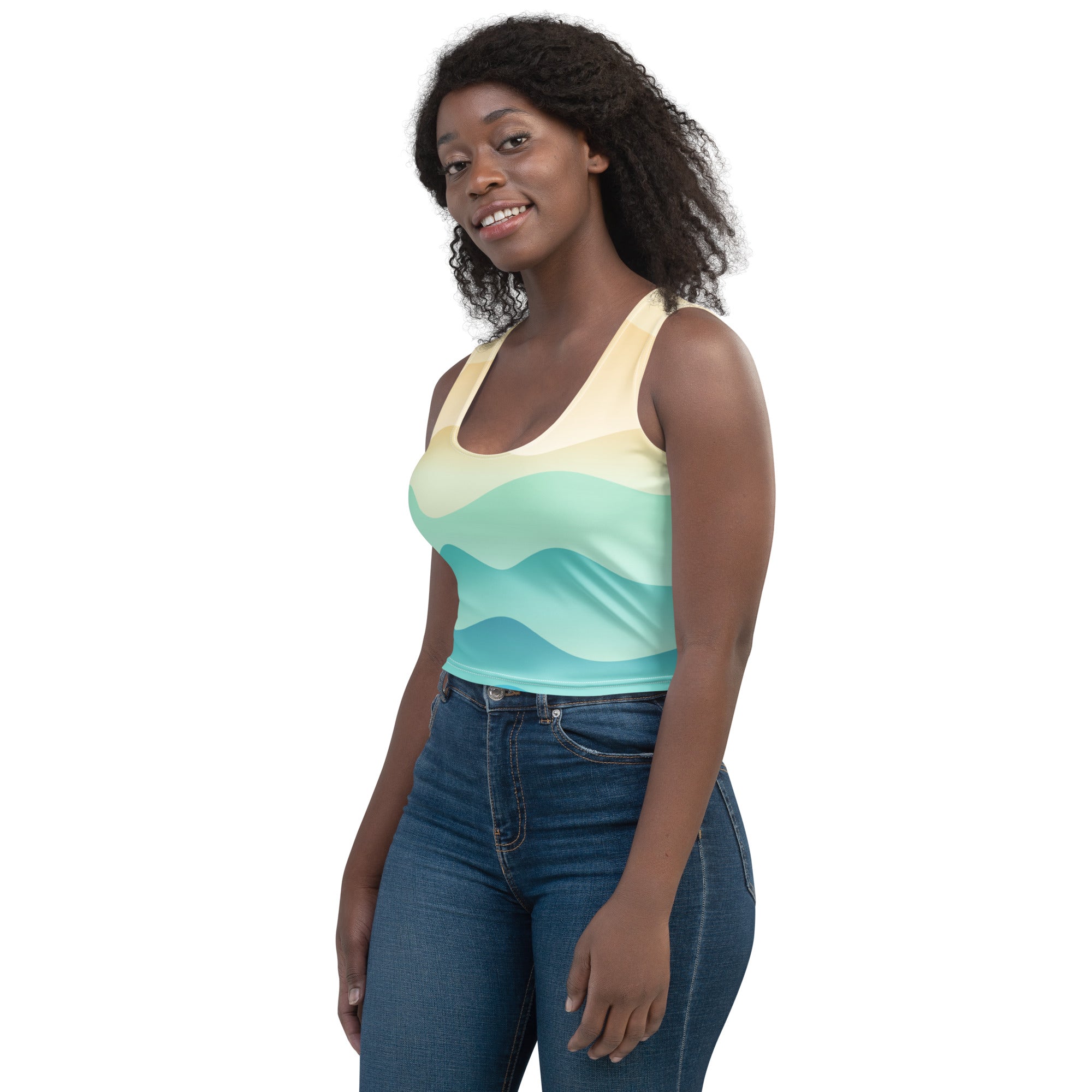 Women's Wavy Sand Buttery Soft Crop Top- Quick-Drying UPF 50+ Stretch Top
