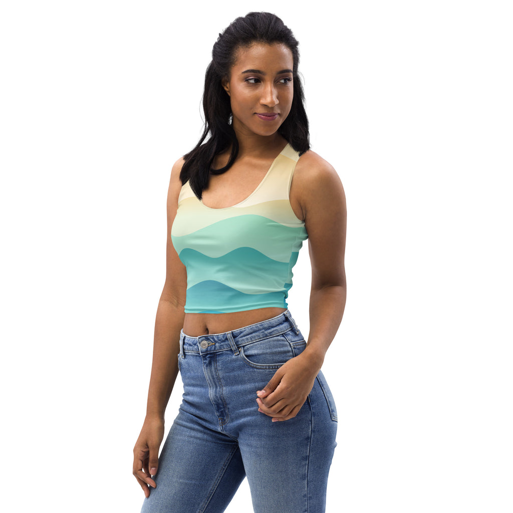 Women's Wavy Sand Buttery Soft Crop Top- Quick-Drying UPF 50+ Stretch Top