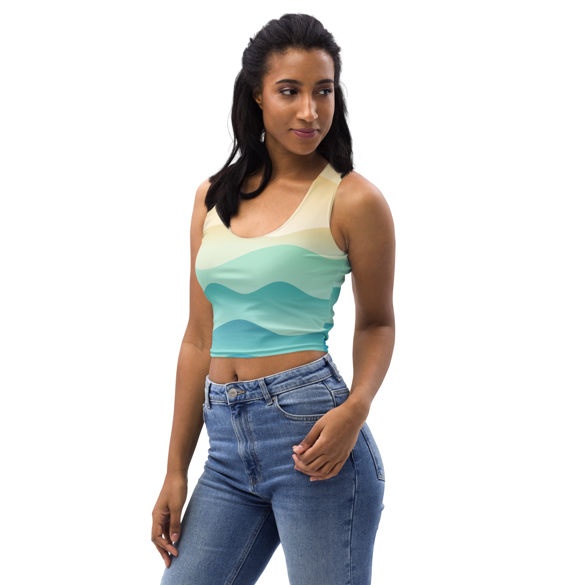 Women's Wavy Sand Buttery Soft Crop Top- Quick-Drying UPF 50+ Stretch Top