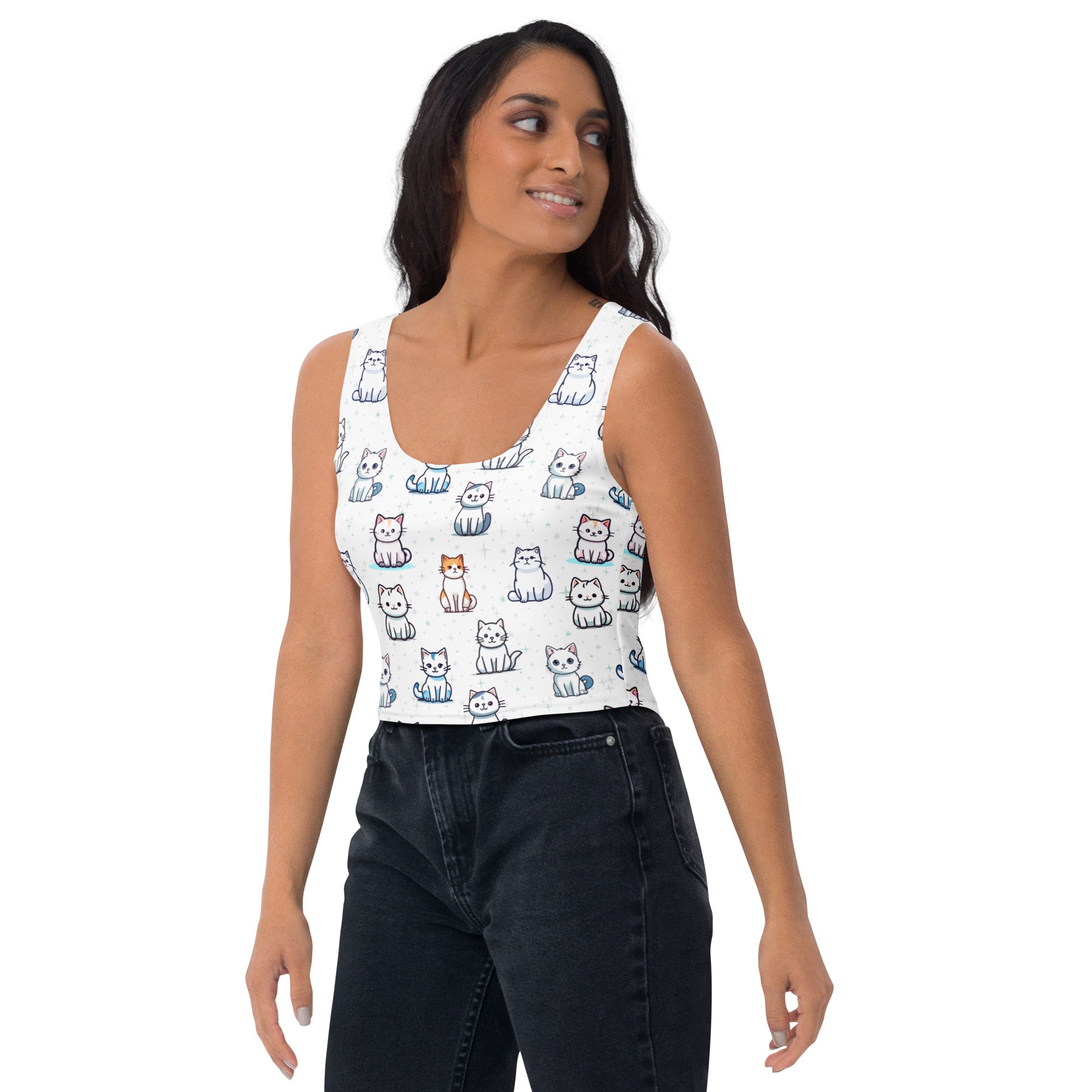 Women's Cat Buttery Soft Crop Top- Quick-Drying UPF 50+ Stretch Top