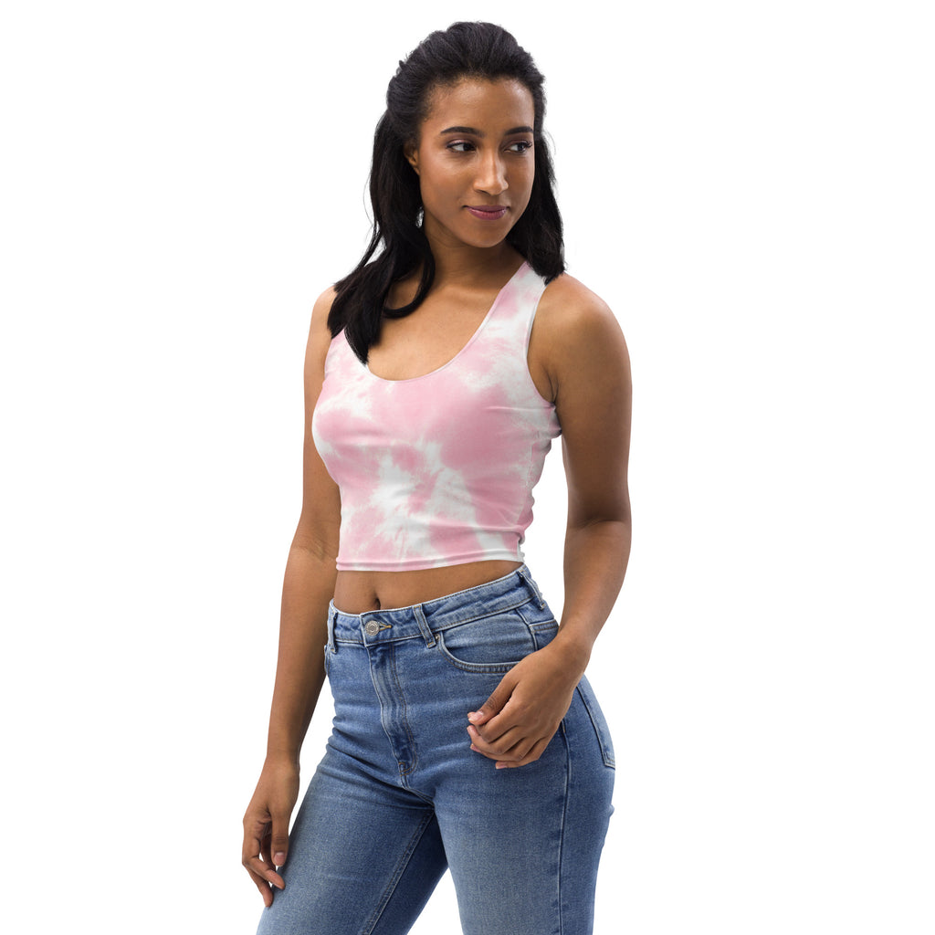 Women's Pink Tie Dye Buttery Soft Crop Top- Quick-Drying UPF 50+ Stretch Top
