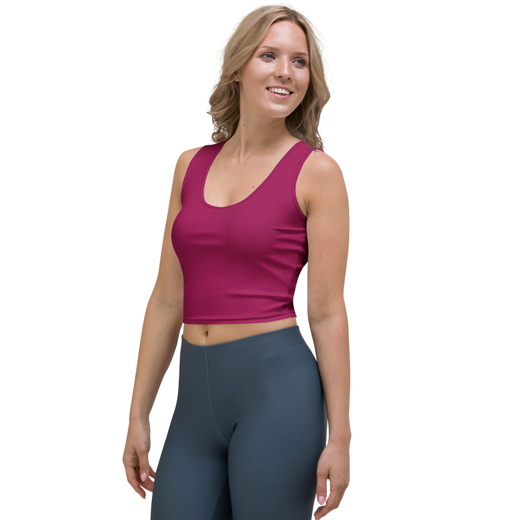 Women's Berry Red Buttery Soft Crop Top- Quick-Drying UPF 50+ Stretch Top