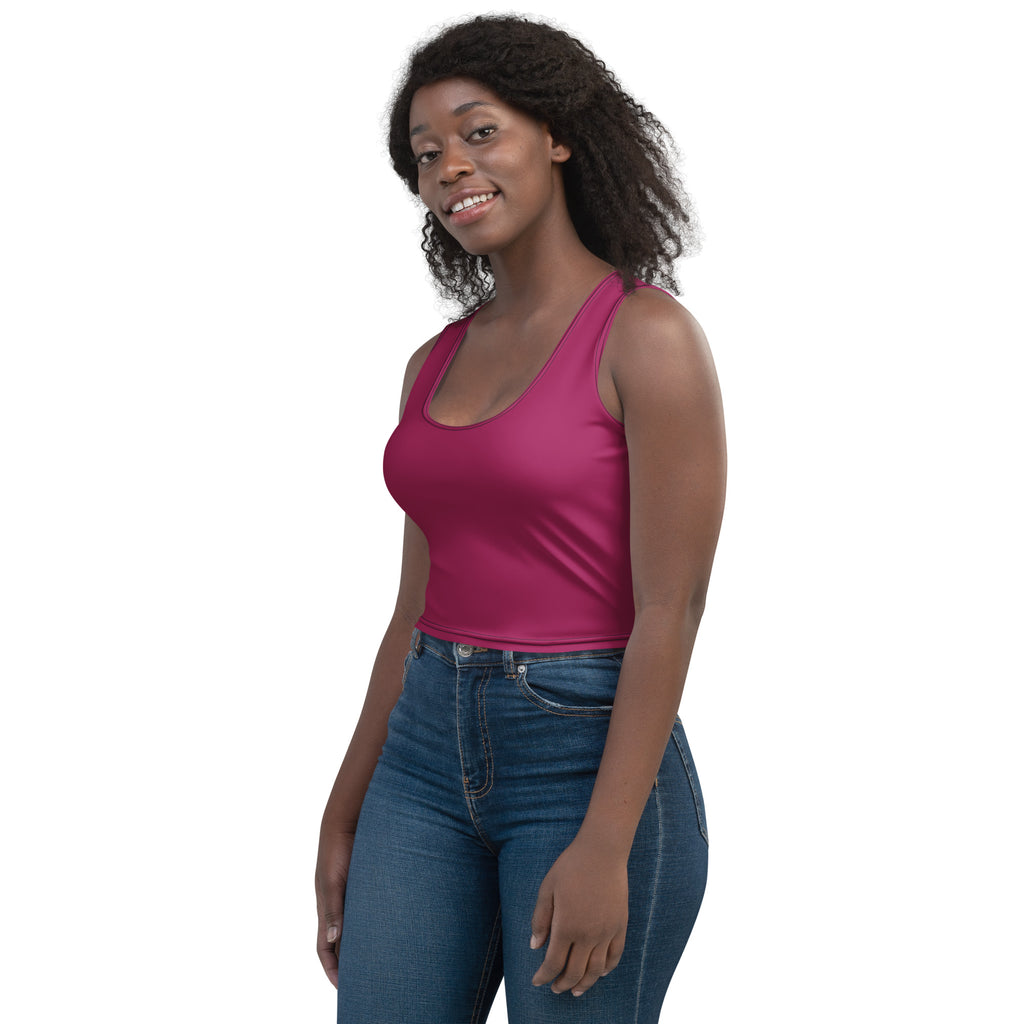 Women's Berry Red Buttery Soft Crop Top- Quick-Drying UPF 50+ Stretch Top