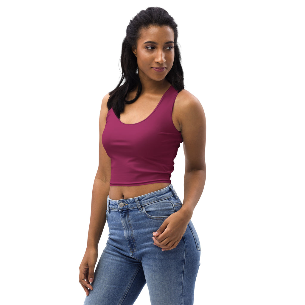 Women's Berry Red Buttery Soft Crop Top- Quick-Drying UPF 50+ Stretch Top