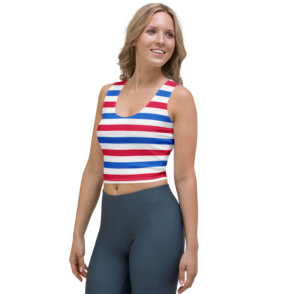 Women's Striped 4th of July Buttery Soft Crop Top- Quick-Drying UPF 50+ Stretch Top