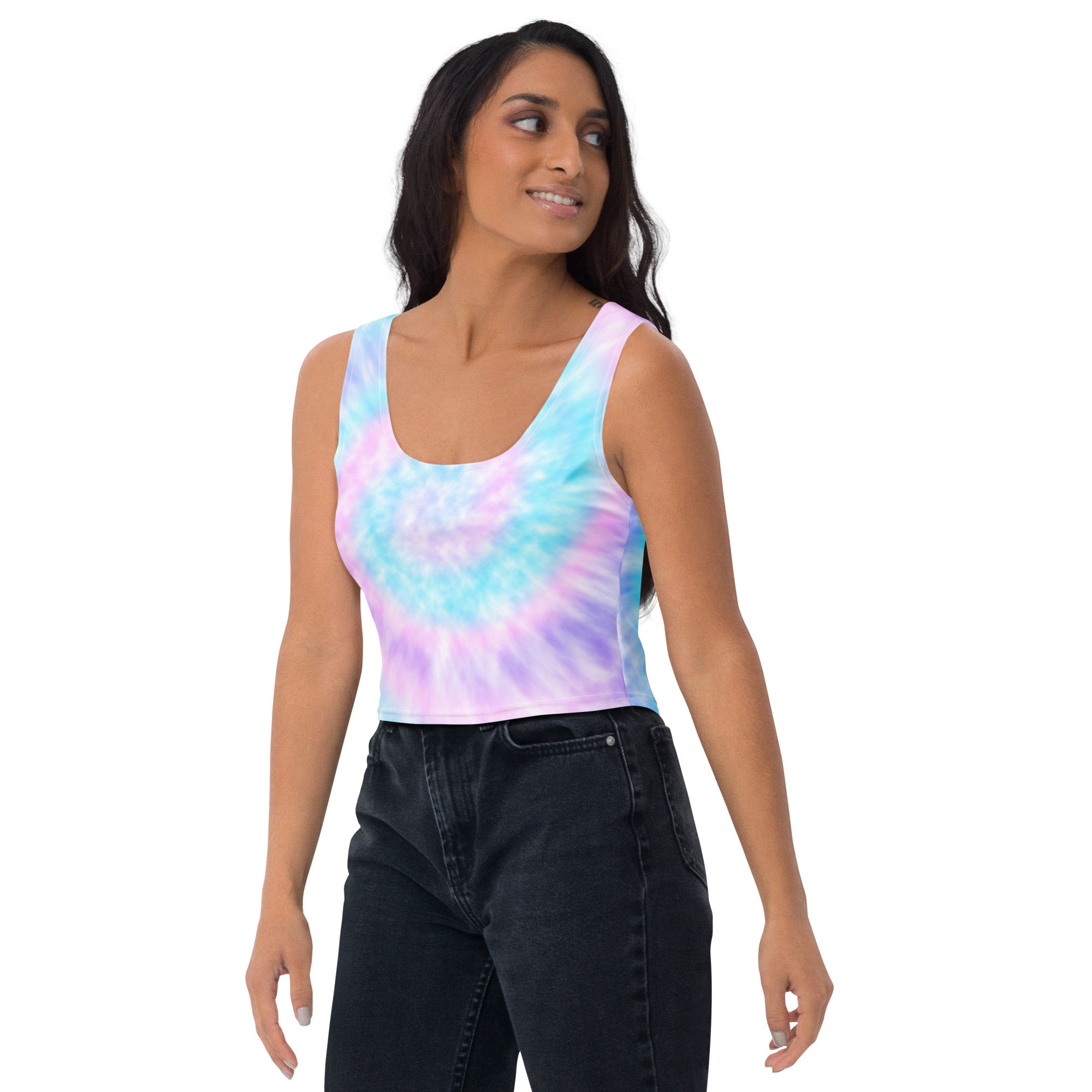 Women's Faux Tie Dye Buttery Soft Crop Top- Quick-Drying UPF 50+ Stretch Top