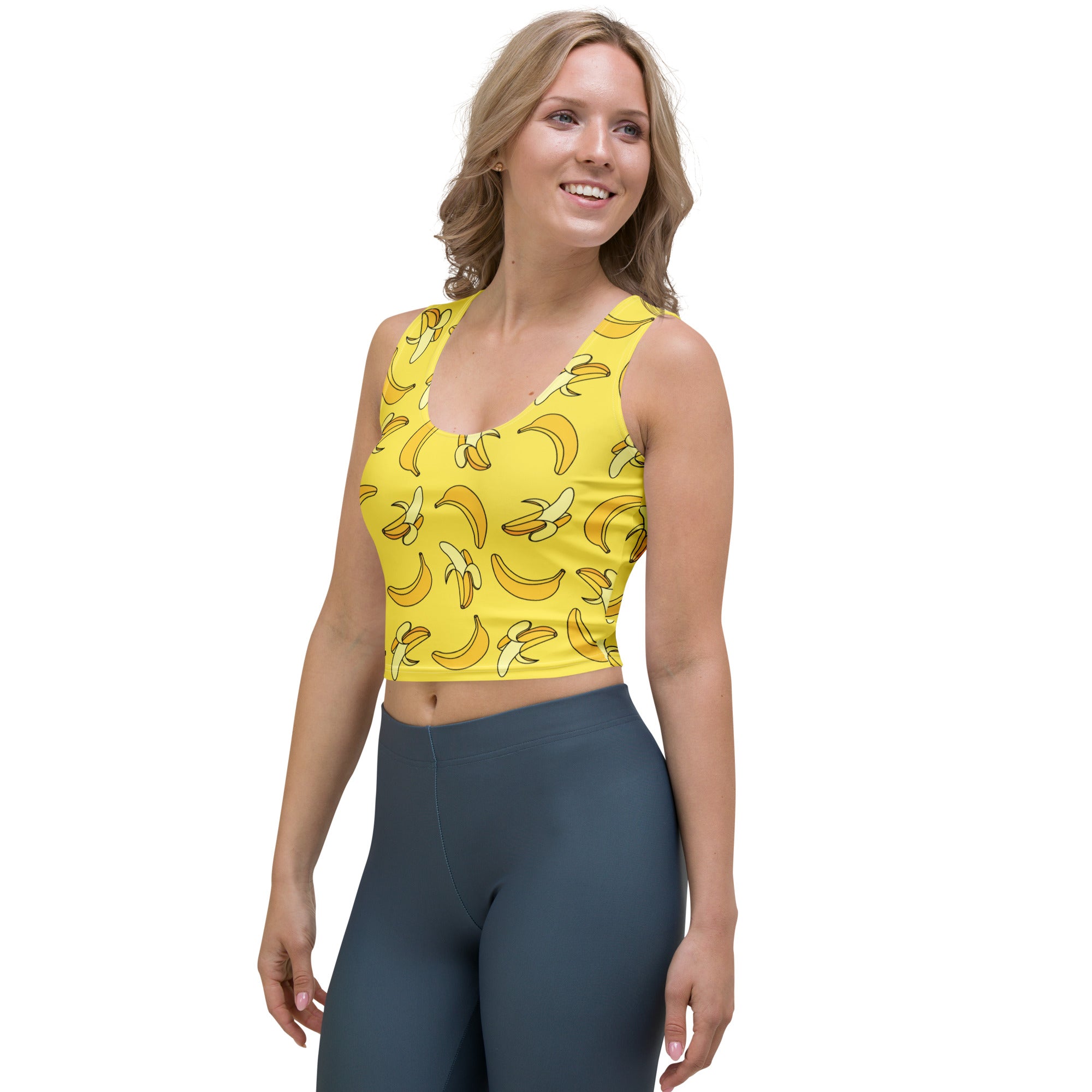 Women's Yellow Banana Buttery Soft Crop Top- Quick-Drying UPF 50+ Stretch Top