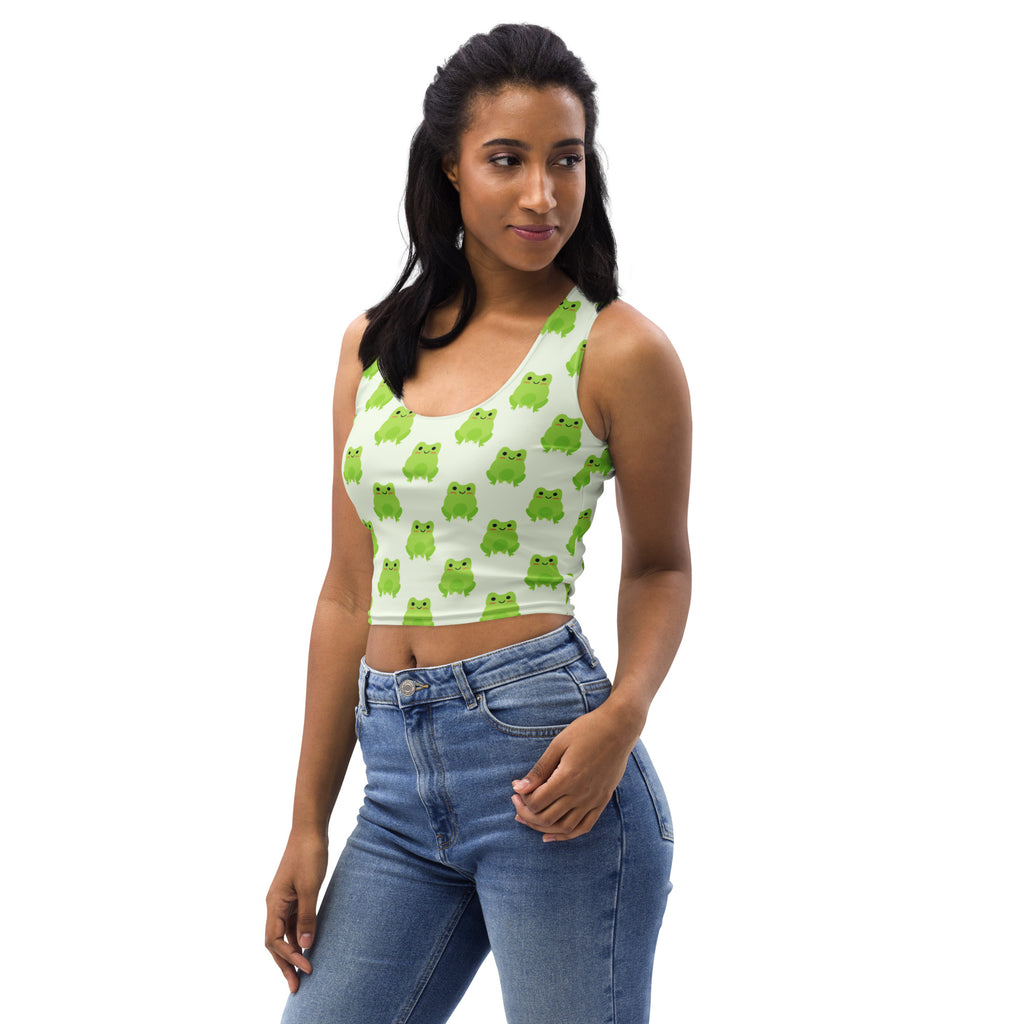 Women's Green Frog Buttery Soft Crop Top- Quick-Drying UPF 50+ Stretch Top