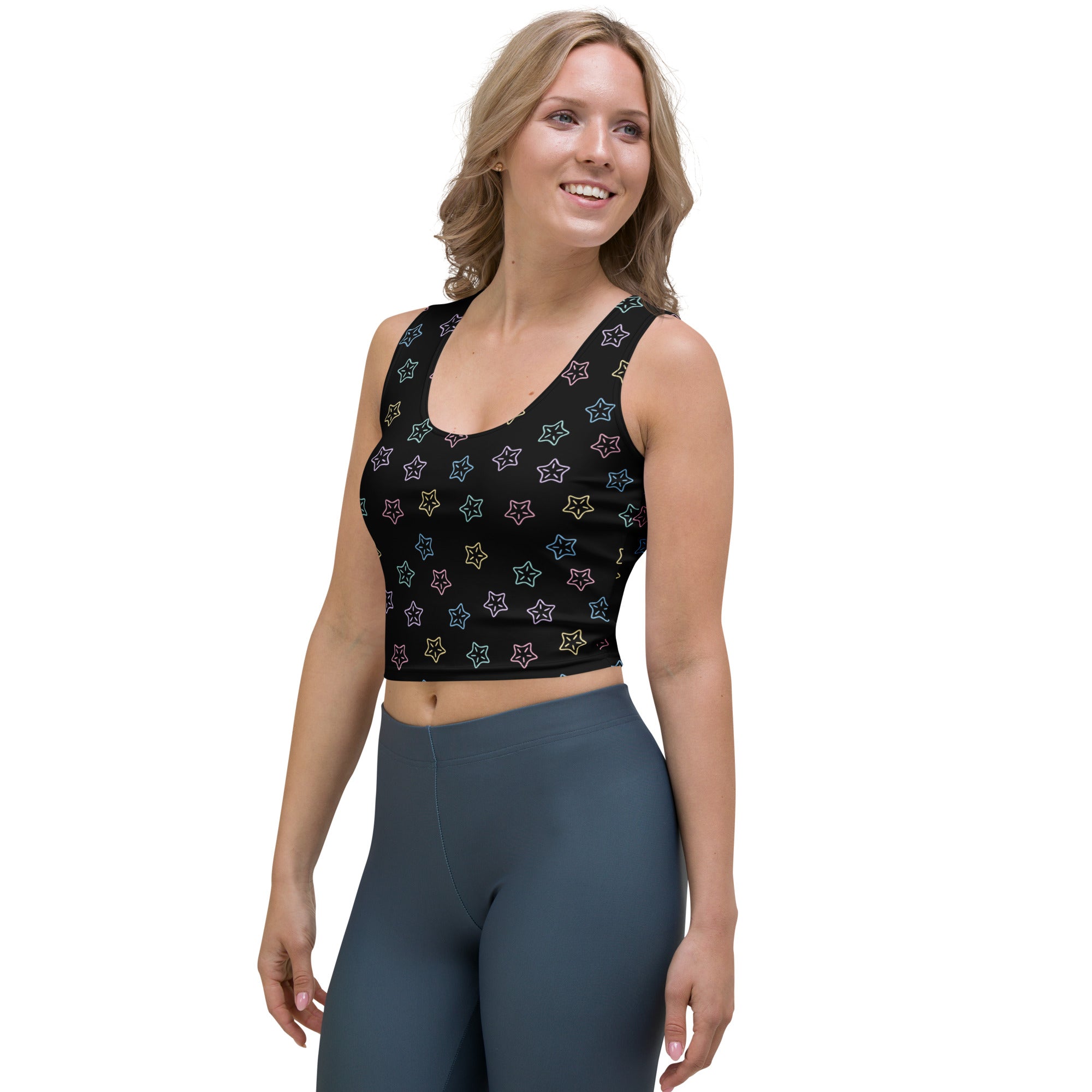 Women's Colorful Starfish Buttery Soft Crop Top- Quick-Drying UPF 50+ Stretch Top