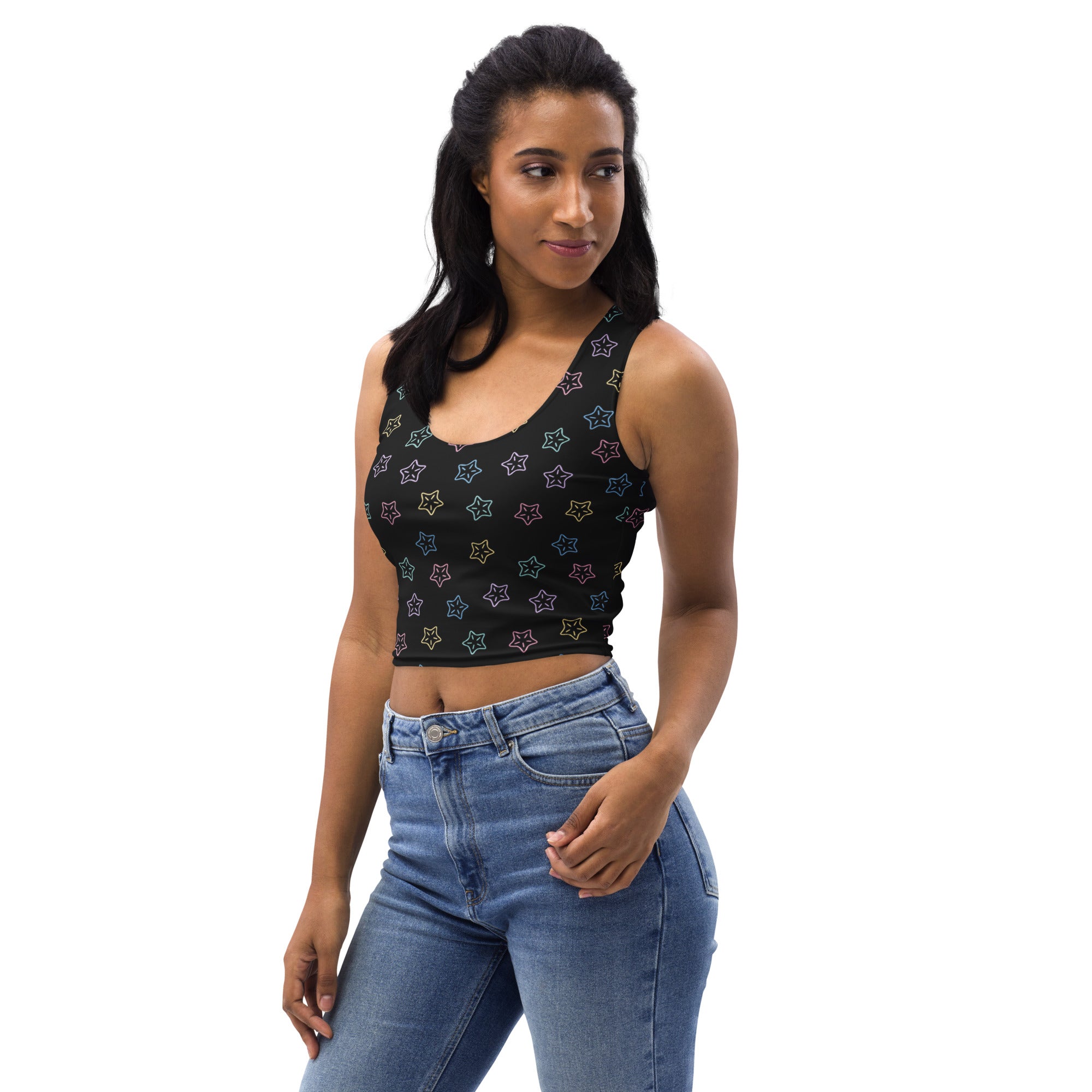 Women's Colorful Starfish Buttery Soft Crop Top- Quick-Drying UPF 50+ Stretch Top
