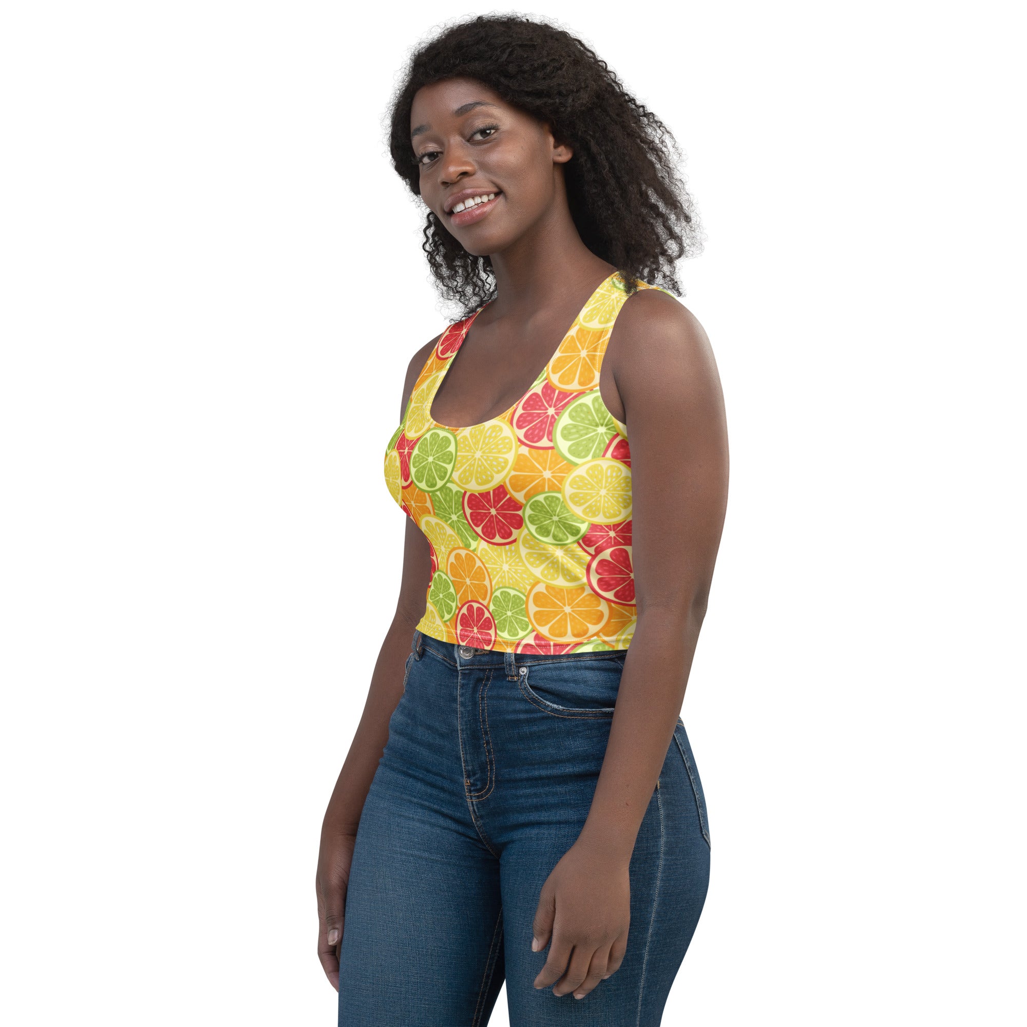 Women's Citrus Fruit Buttery Soft Crop Top- Quick-Drying UPF 50+ Stretch Top
