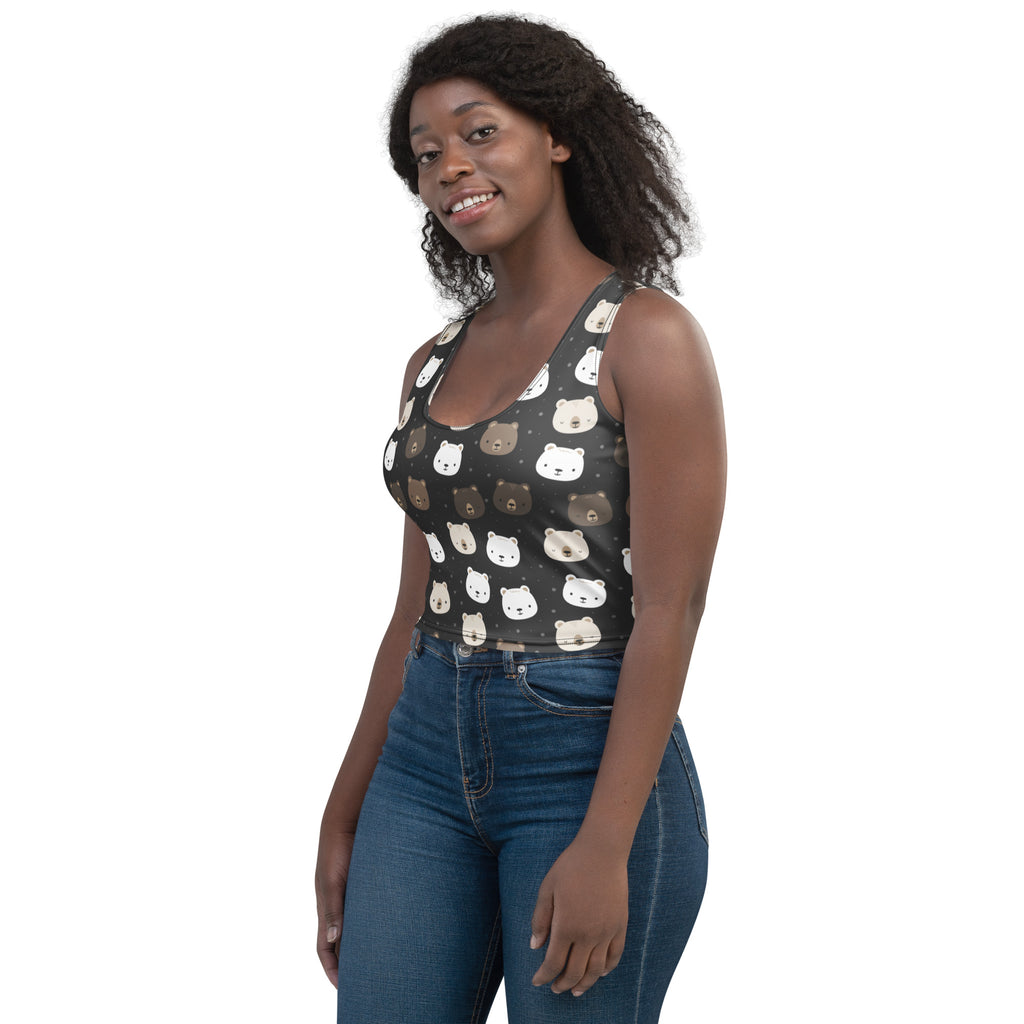 Women's Bear Face Buttery Soft Crop Top- Quick-Drying UPF 50+ Stretch Top