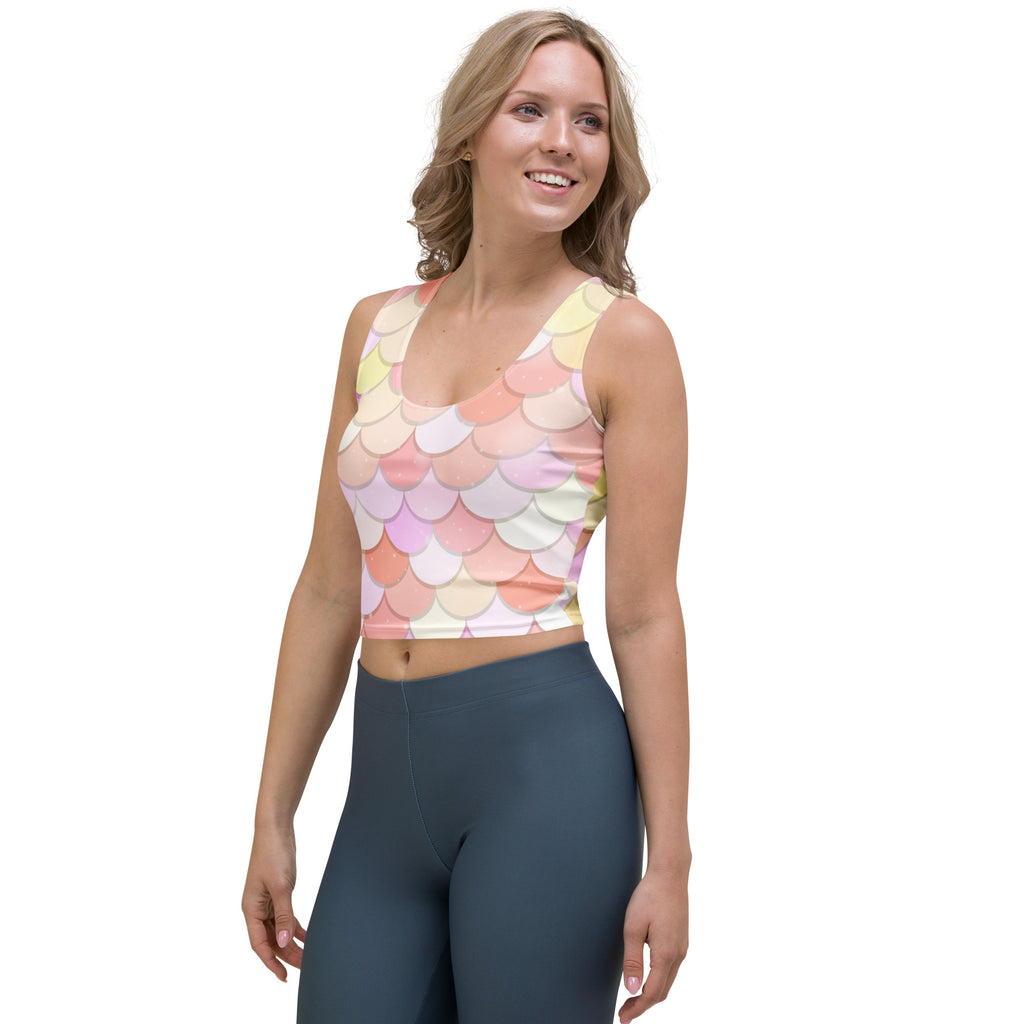 Women's Pink Mermaid Buttery Soft Crop Top- Quick-Drying UPF 50+ Stretch Top