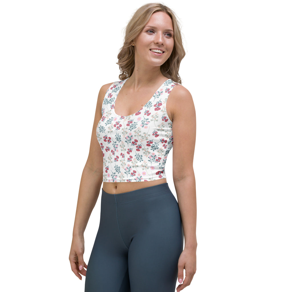 Women's Floral Buttery Soft Crop Top- Quick-Drying UPF 50+ Stretch Top