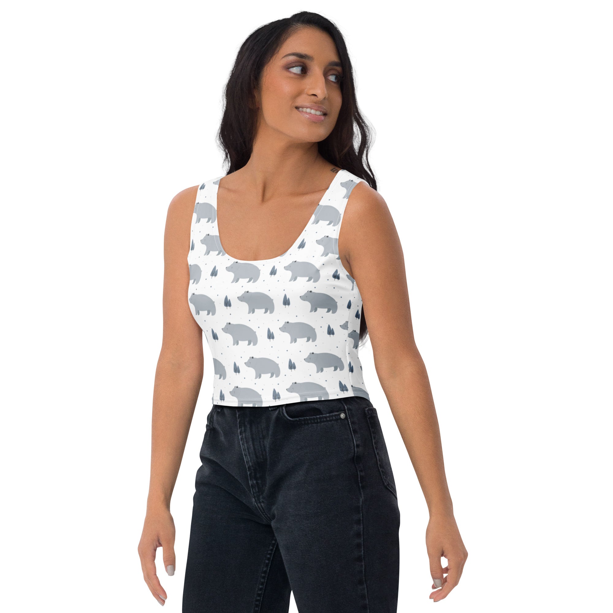 Women's Polar Bear Buttery Soft Crop Top- Quick-Drying UPF 50+ Stretch Top