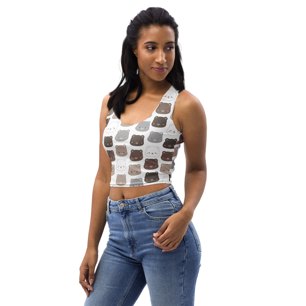Women's Bear Print Buttery Soft Crop Top- Quick-Drying UPF 50+ Stretch Top