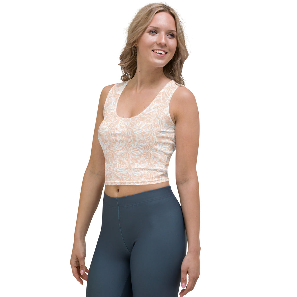 Women's Neutral Leaf Buttery Soft Crop Top- Quick-Drying UPF 50+ Stretch Top