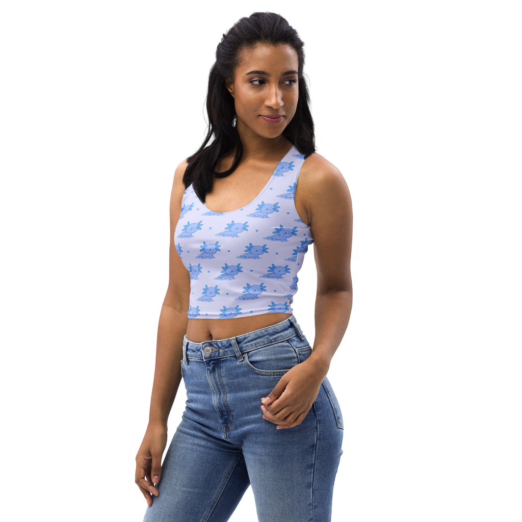 Women's Blue Axolotl Buttery Soft Crop Top- Quick-Drying UPF 50+ Stretch Top
