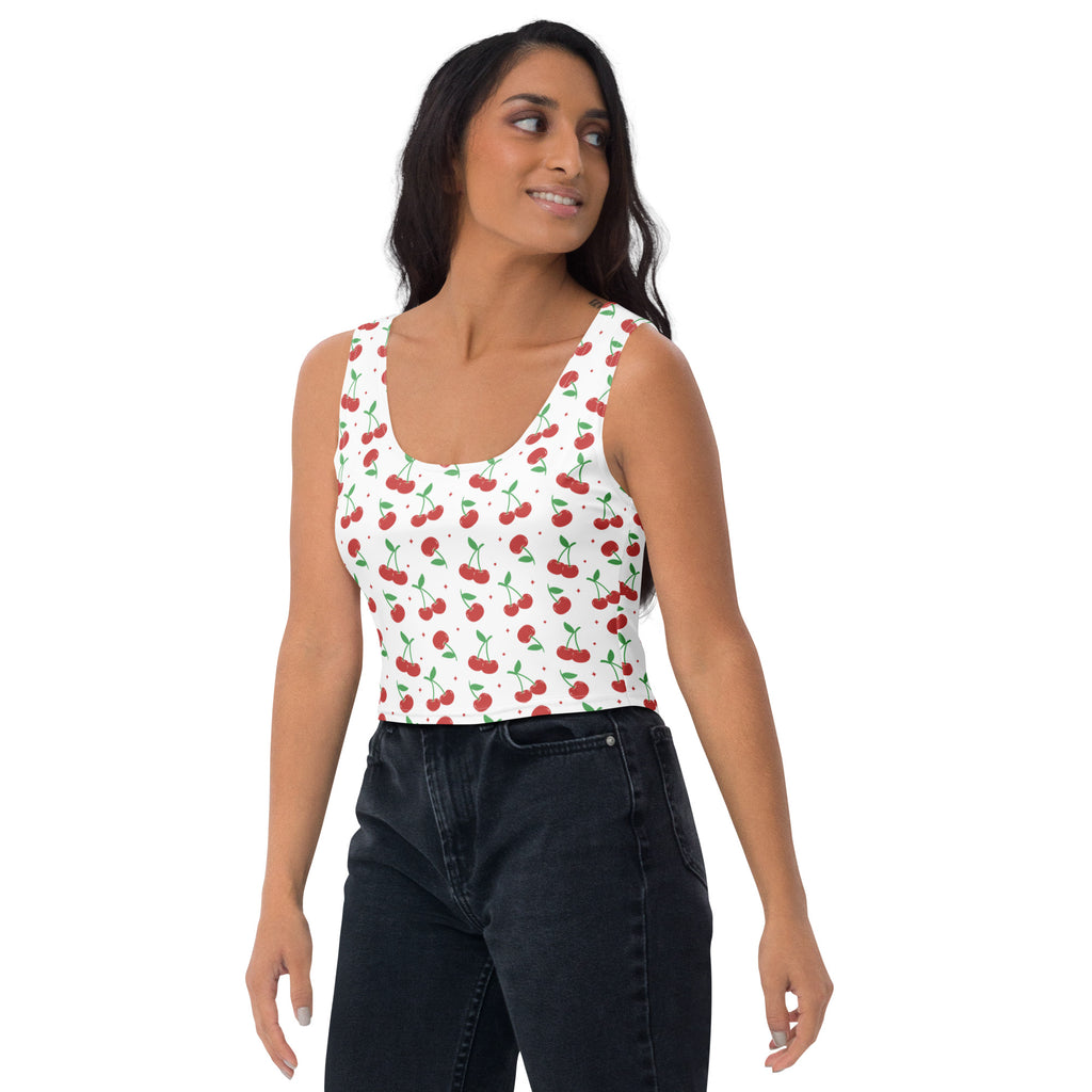 Women's Cherry Buttery Soft Crop Top- Quick-Drying UPF 50+ Stretch Top
