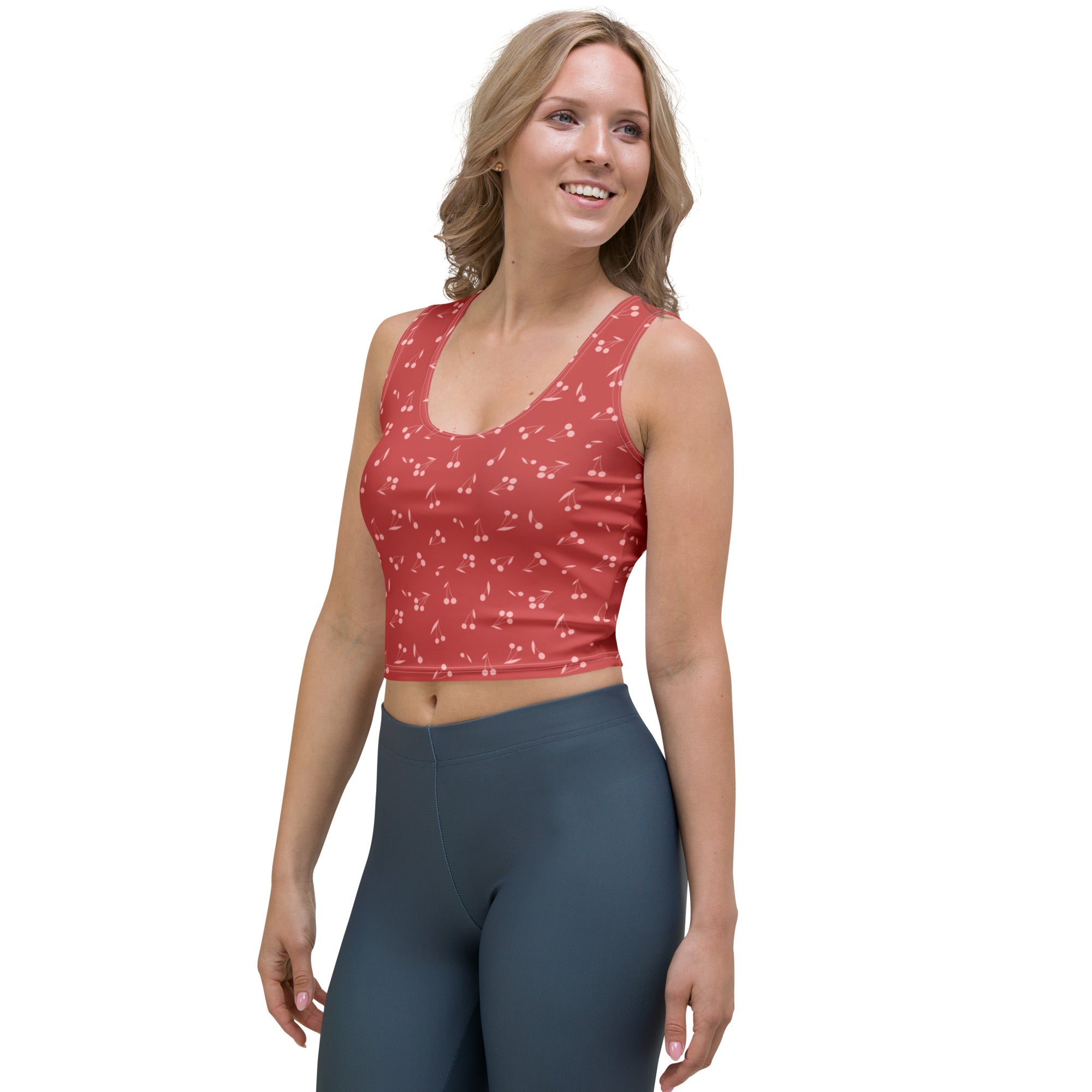 Women's Minimal Cherry Buttery Soft Crop Top- Quick-Drying UPF 50+ Stretch Top (Copy)