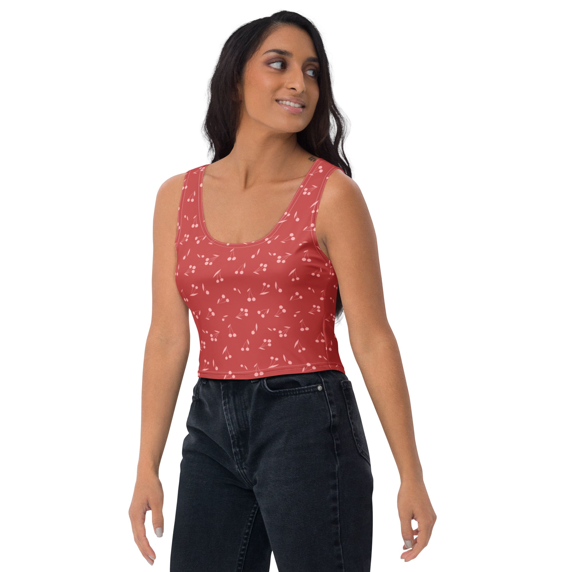 Women's Minimal Cherry Buttery Soft Crop Top- Quick-Drying UPF 50+ Stretch Top (Copy)