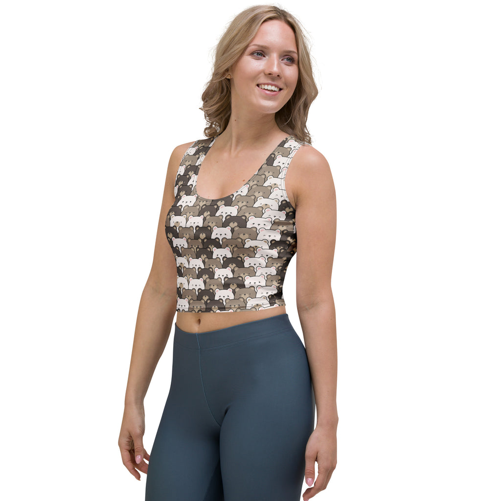 Women's Bear Themed Buttery Soft Crop Top- Quick-Drying UPF 50+ Stretch Top