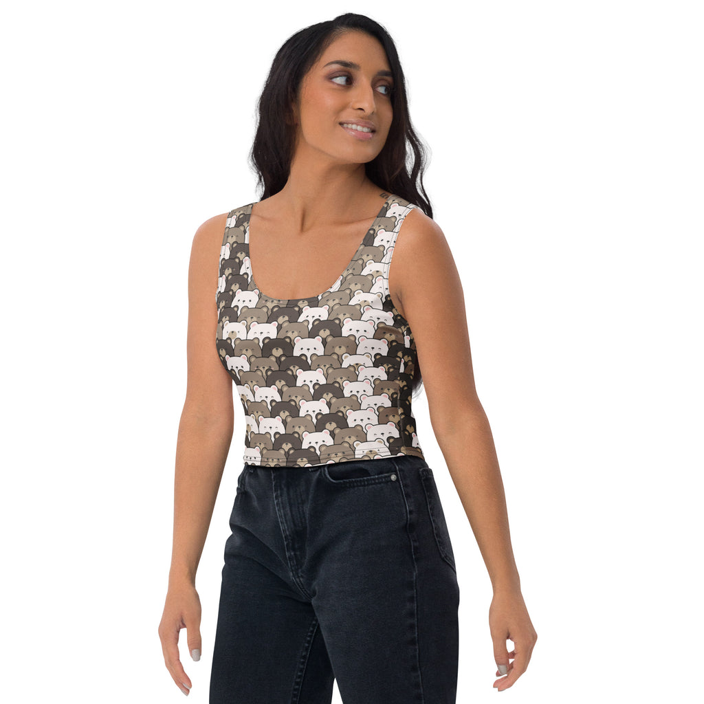 Women's Bear Themed Buttery Soft Crop Top- Quick-Drying UPF 50+ Stretch Top