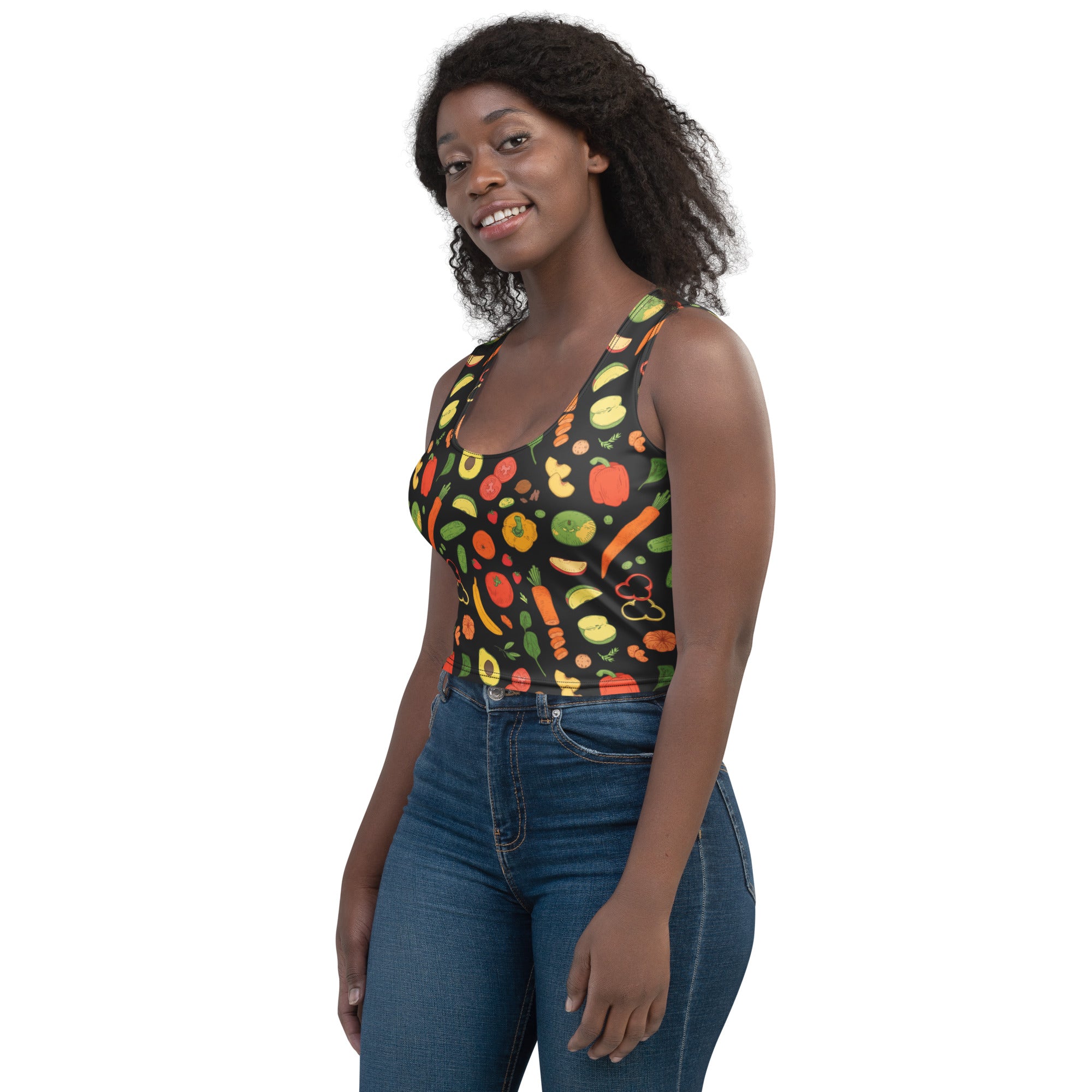 Women's Fruit & Veggie Buttery Soft Crop Top- Quick-Drying UPF 50+ Stretch Top