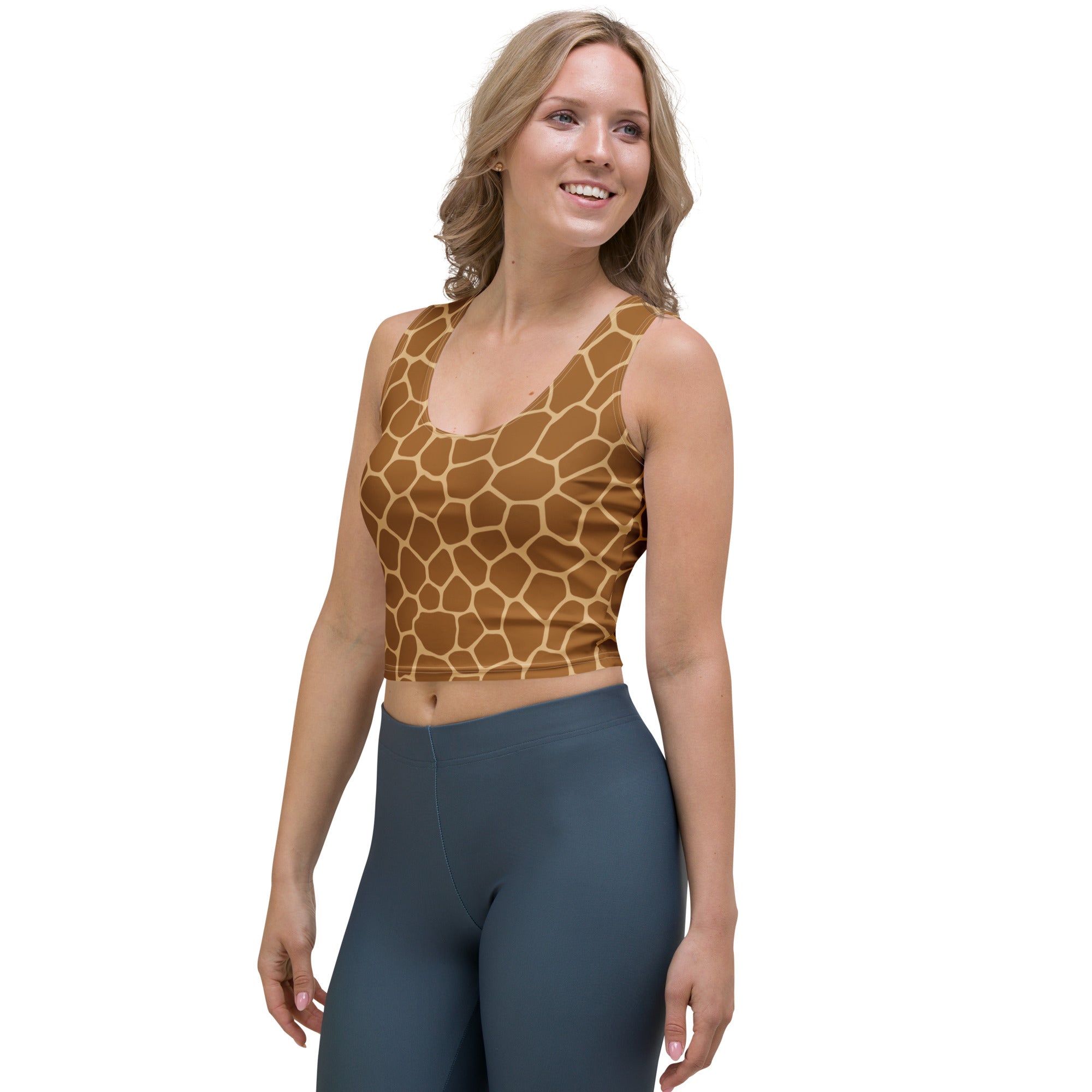 Women's Giraffe Print Buttery Soft Crop Top- Quick-Drying UPF 50+ Stretch Top