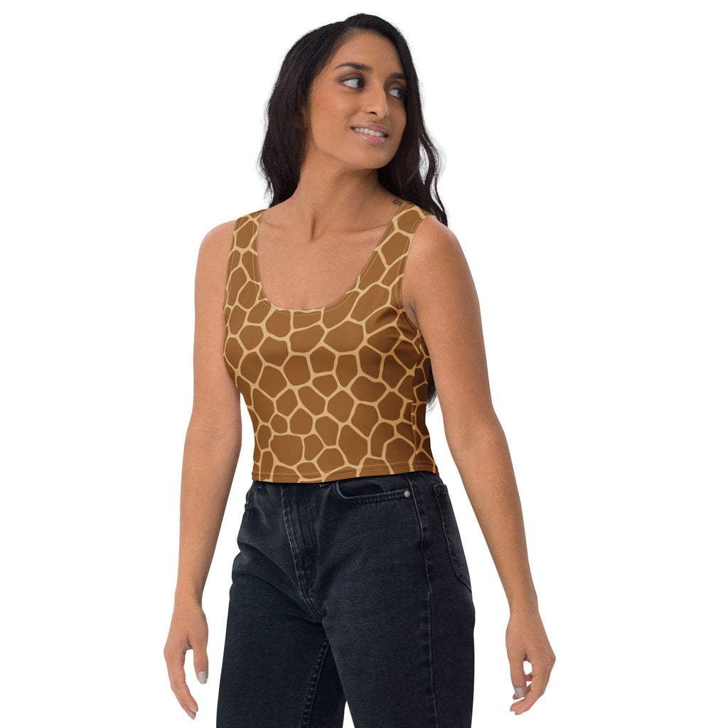 Women's Giraffe Print Buttery Soft Crop Top- Quick-Drying UPF 50+ Stretch Top