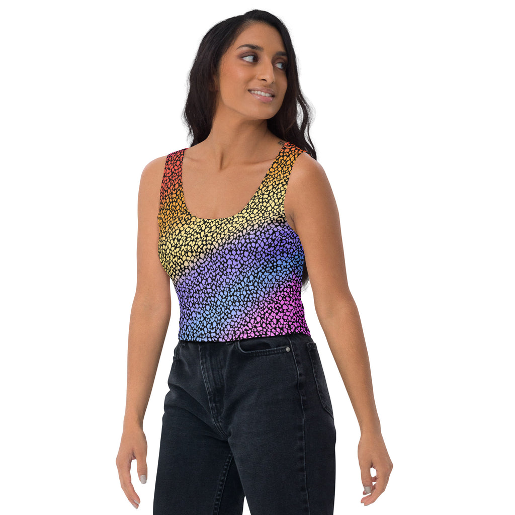 Women's Rainbow Animal Print Buttery Soft Crop Top- Quick-Drying UPF 50+ Stretch Top