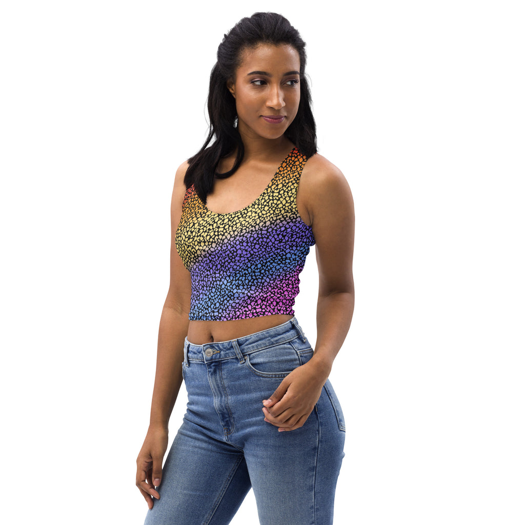 Women's Rainbow Animal Print Buttery Soft Crop Top- Quick-Drying UPF 50+ Stretch Top