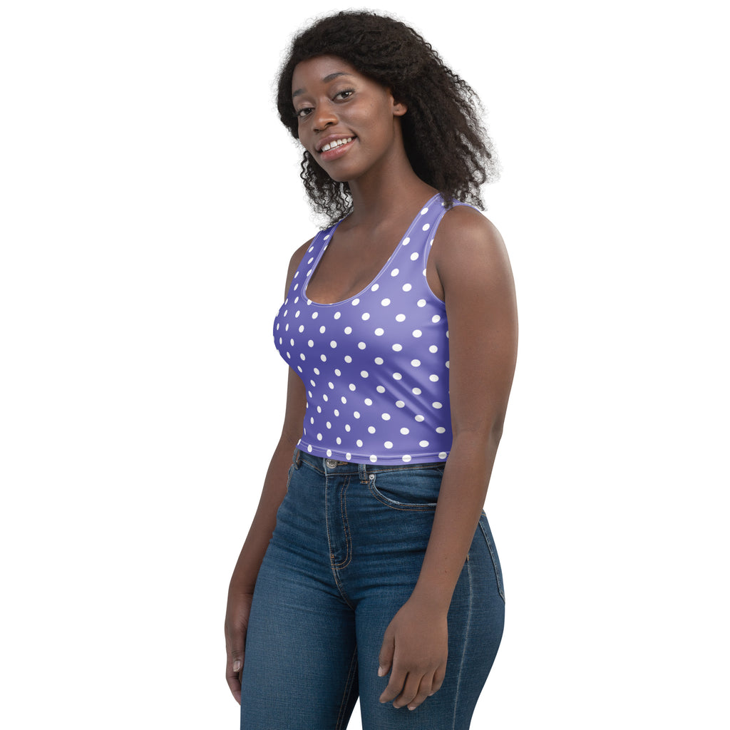 Women's Light Purple Polka Dot Buttery Soft Crop Top- Quick-Drying UPF 50+ Stretch Top