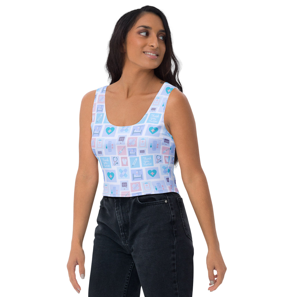 Women's Blue Nurse Icon Buttery Soft Crop Top- Quick-Drying UPF 50+ Stretch Top